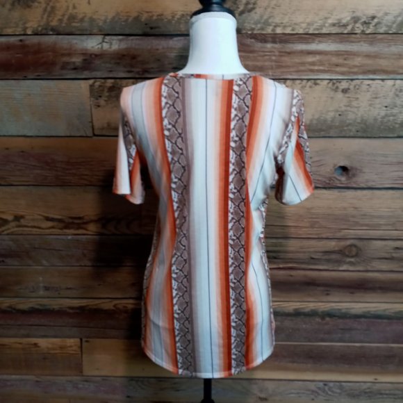 Lucky & Blessed Womens Size Small Short Sleeved Shirt Southwest  Print Orange - Picture 2 of 7